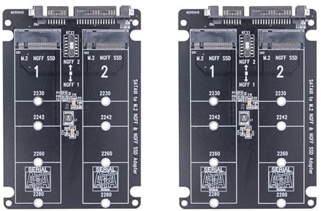 Feeuid 2X Adaptateur Double NGFF vers SATA 2 Ports M.2 SATA SSD B Key vers SATA3.0 6 Gbps Convertisseur pour 2230 2242 2260 2280 M2 SSD pour PC