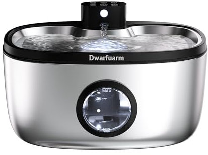 5L Fontaine a Eau Chien, INOX Fontaine à Eau pour Chat, Rechargeable 4000mAh à Pile, Detecteur de Mouvement avec LED, Distributeur Eau Chien Automatique avec Filtre