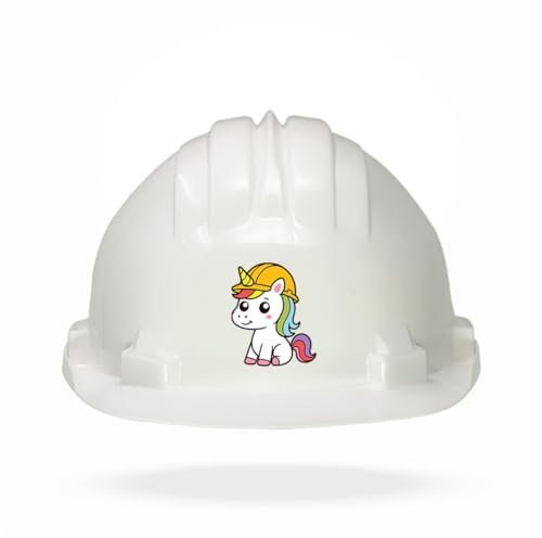 TAMS Kinderhelm Bauhelm Schutzhelm mit Drehverschluss | Spiel & Spaß (Einhorn, Wei?)