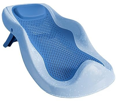 CFTGIW Babybad Unterstützt Rutschfeste Ergonomische Faltbare Babybad Liegen Stützklasse für Kleinkind Blau durch Badewesen Stütze Stütze Badewanne Dusche Sitzbaby (BLUE)