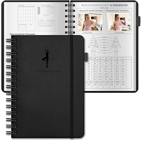 BIROYAL Gym Buch Deutsch, Premium Trainingstagebuch mit 186 Workout für dein Krafttraining, Trainingsbuch Krafttraining A5, Fitness Journal für Männer & Frauen - Trainingsplaner