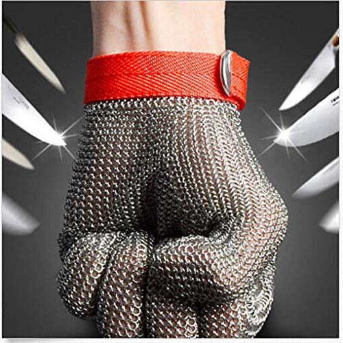 HY HUIJUN Schnittschutzhandschuhe, Schutz Edelstahl Draht Metall Mesh Arbeitshandschuhe, hoher Komfort & sicheres Schneiden mit Baumwolle Handschuhe (M)