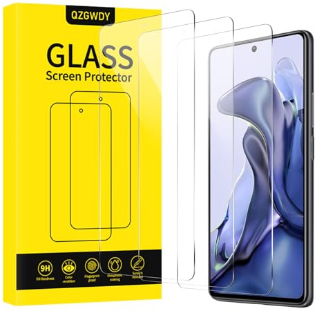 QZGWDY 3 Piezas para Xiaomi 11T 5G/Xiaomi 11T Pro 5G Protector Pantalla Cristal Templado, Glass Screen Protector Dureza 9H, HD Vidrio, Sin Burbujas, Resistente Arañazos