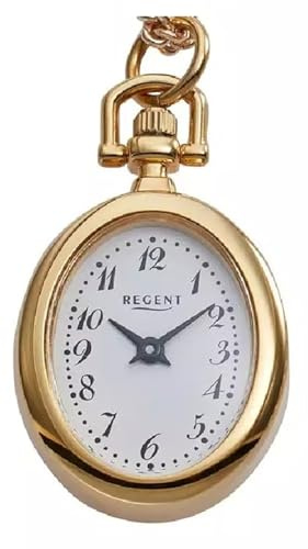 RegentP-780 - Orologio a Catena, ovale, 21 x 26 mm, 2 pezzi, Con Catena a Maglia barbazzale, 70 cm, Colore: ORO