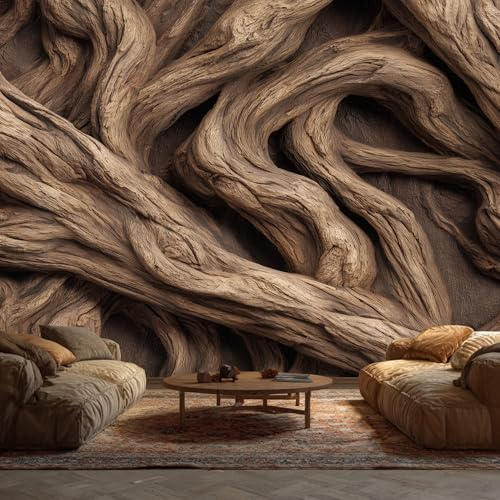 Baum 3D Tapete, Tapete Holzoptik Landhaus Fototapete Wohnzimmer Schlafzimmer Küche Innen, Baum 3D Wand Deko Wandtapete 260L x 175B cm, SH0275