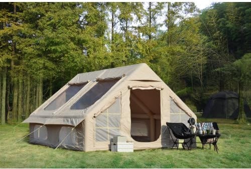 Großes Luftzelt für 7-8 Personen, wasserdichtes Aufblasbares Zelt mit 2 Türen, 5 Minuten Aufbau, Familienzelt für Gruppen, Campingzelt 400x300x200 cm