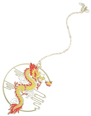 VALICLUD Vintage Metall Lesezeichen mit Anhänger im Chinesischen Stil Dekorativer Drachen Lesezeichen Anhänger als Edles Geschenk für Bücher und Seiten