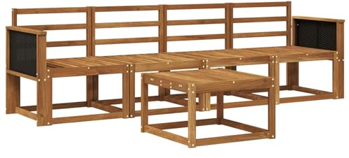 vidaXL Outdoor-Sofagarnitur 4 pcs Natur Massivholz Akazie, Garten, modernes Outdoor-Sofa, gemütliche Lounge-Sitzgruppe für Terrasse