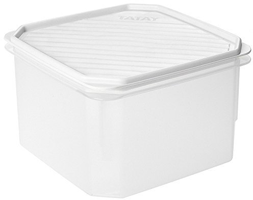 TATAY - Contenedor de alimentos cuadrado con tapa flexible blanca, libre de BpA, capacidad 2.9 L