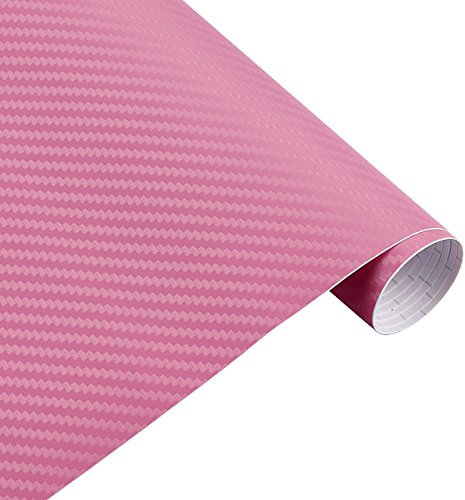 Könighaus (5,61€/m2 Rosa 3D Carbon Autofolie 400 x 152 cm blasenfrei mit Anleitung