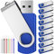 Chiavetta USB 10 Pezzi 4GB Pendrives - Metallo Penna USB 2.0 4 GB Pennine USB Elegante Pen Drive con 10pcs Cordini - FEBNISCTE Girevole Blu Chiave USB 4 Giga Chiavette Economica Ottimo Kit Pennette