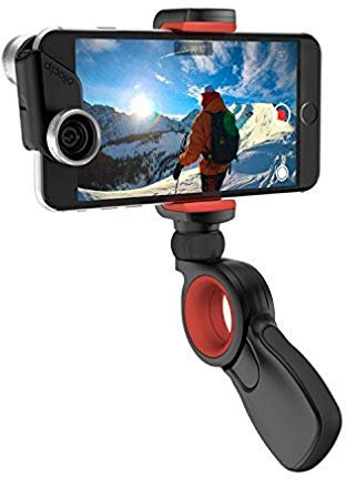Olloclip 4-in-1 Pivot Grip - Universalhalterung für Smartphones zwischen 4 - 5,5 Zoll, Ergonomischer Griff mit 225 Grad neigbares Halterungsgelenk