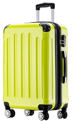 BEIBYE Hartschalen Koffer Trolley Rollkoffer Reisekoffer 4 Zwillingsrollen Polycabonat (Grün, Handgepäck 55cm-40L)
