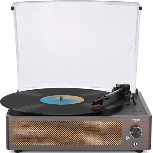 Giradischi senza fili portatile LP fonografo con altoparlanti stereo incorporati, giradischi a cinghia a 3 velocità giradischi in vinile con altoparlanti