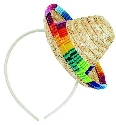 Bristol Novelty BH693 Sombrero Stroh Mini auf Stirnband, Herren, Damen, mehrfarbig, Einheitsgröße