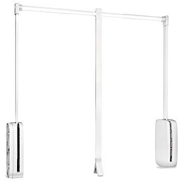 Emuca - Kleiderlift für Garderoben Sling, 830-1150mm, Weißer Kunststoff, Stahl und Kunststoff