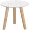 Spetebo Kleiner Beistelltisch 30x30 cm - weiß/Natur mit Dekor - Deko Holz Tisch Couchtisch Sofatisch Blumenhocker