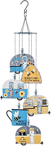Sunset Vista Designs 93648 Glamping Bees-Windspiel, handgefertigt, 55,9 cm, Retro-Bienen-Camper