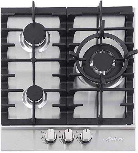 Kaiser 4354 Piano Cottura a Gas 45 cm con 3 valore alti /1 X tre cerchio del Turbo Brenner (3,8kw) con Adattatore per WOK IN GHISA/ANTI Touch,accensione automatica/gas naturale e gas propano