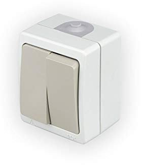 POPP® Mecanismo industrial Enchufe/Interruptor de (Doble) Superficie estanco (Pack 10 unidad, Interruptor doble)