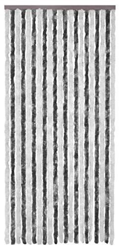 Tidyard Moustiquaire Porte Rideau de Porte Gris et Blanc 100x220 cm Chenille