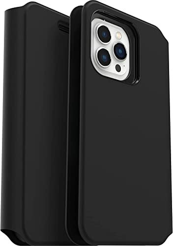 OtterBox Strada Via Case for iPhone 13 Pro Max, Shockproof, Drop Proof, Slim, Soft Touch Protective Folio Case with Card Holder, 2x Tested to Military Standard, Black