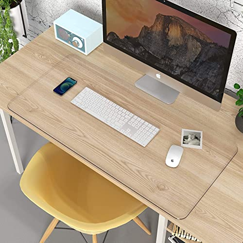 Schreibtischunterlage, 120 x 70 cm, transparentes PVC, rutschfest, wasserdicht, Schreibtisch-Abdeckung, große Tastatur, Maus, Laptop-Pad, Schreibtischschutz mit rundem Rand