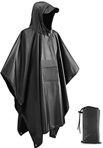 Victoper Waterproof Poncho Adult, Lightweight Reusable Raincoat for Outdoor Hiking Camping Cycling Traveling with Emergency Grommet Corners Grey