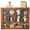 Mini-Vitrine aus Holz, transparent, mit 12 Fächern, Sammlerstücke, Vitrine aus Holz, schwebende Regale für Display und Heimdekoration, Vintage-Stil, Holzregal mit transparenter Vorderseite