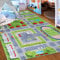 Mazovia Kinderzimmerteppich Antirutsch - Waschbar bis 30 Grad - Spielteppich Straße Stadt Straßenteppich - Kurzflor Kinderteppich Teppich für Kinderzimmer - ÖKO-TEX - Grün 140 x 200 cm