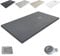 Outletaseo - Piatto doccia in resina extra piatto, antiscivolo, texture lavagna, disponibile in varie misure e colori, include valvola di scarico e griglia (100 x 80 cm, grigio grafite RAL 7021)