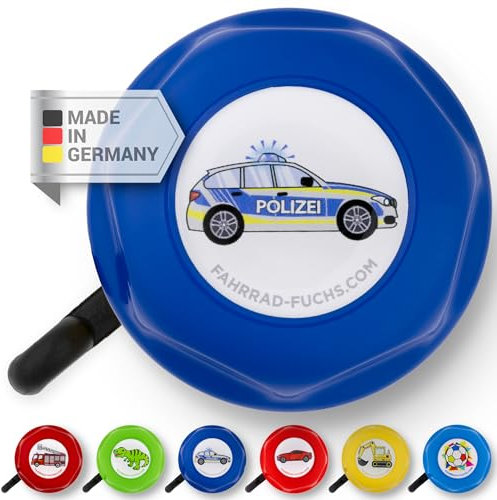 Fahrradklingel Kinder - Polizei Blau - Fahrradklingel Kinder Jungen, Klingel Kinderfahrrad, Klingel Laufrad - klingelt laut, einfache Montage