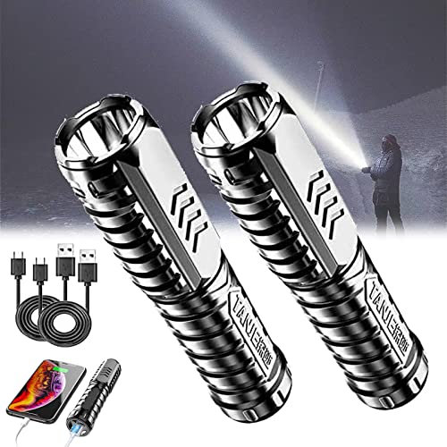 Special Forces Strong Light Flashlight, Multifunctional Rechargeable Flashlight, Super Bright Flashlight, USB Mini Multifunctional Rechargeable Flashlight with 3 Lighting Modes (2pcs)
