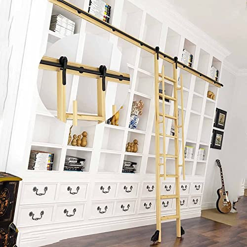 Kit di ferramenta per scale scorrevoli - Guide per scale scorrevoli per libreria, Kit di ferramenta per porte scorrevoli scorrevoli, Accessori per binari per scale mobili per libre