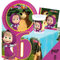 irpot Kit compleanno per 8 persone con sagoma in polistirolo personalizzabile Coordinato N 81 festa a tema personaggio a scelta per bambini e ragazzi (Masha e Orso)