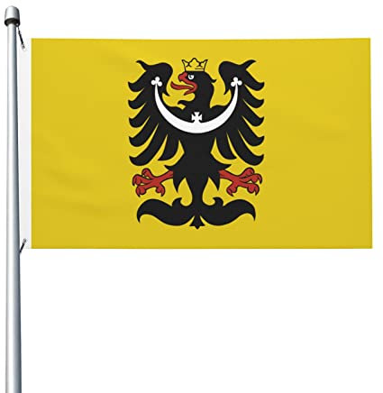 Banner mit Wappen von Schlesien, 90 x 150 cm, Outdoor-Dekorationsflagge, leichtes Banner, für Zuhause, Party, Hof, 3 x 5 Flaggen