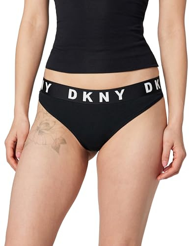 DKNY Damen Cozy Boyfriend String Tangahöschen, Schwarz, M