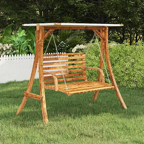 SKM Schaukelgestell mit Dach Creme Bugholz Massiv Teak-Finish, Weight: 22.6 kg, 313935