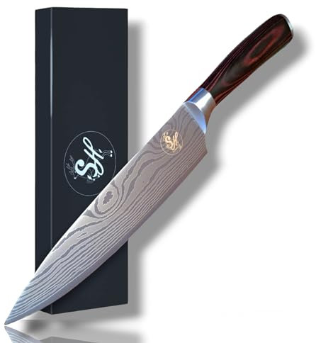 S-Hunter Kochmesser, Profi Küchenmesser Messer Klingenläge 20 cm Chefmesser Allzweckmesser extra scharf ergonomischer Griff