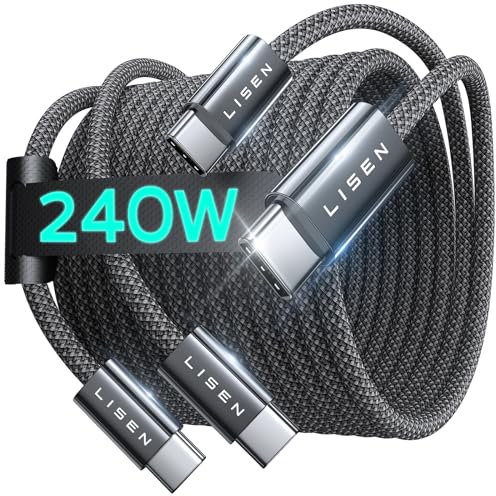 LISEN 240W 2M+1M Câble USB C vers USB C PD Charge Rapide Câble USB C Câble Charge Rapide Nylon Tressé cable usb c charge Fit avec iPhone 15 Plus Pro Max Galaxy S23 Pixel 7 iPad MacBook Pro Steam Deck