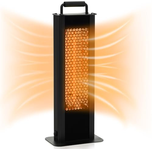 COSTWAY 1200W Riscaldatore Elettrico Portatile, Stufetta Elettrica in Alluminio Impermeabile, Doppia Faccia e Protezione Contro Ribaltamento e Surriscaldamento, 24x16x63 cm