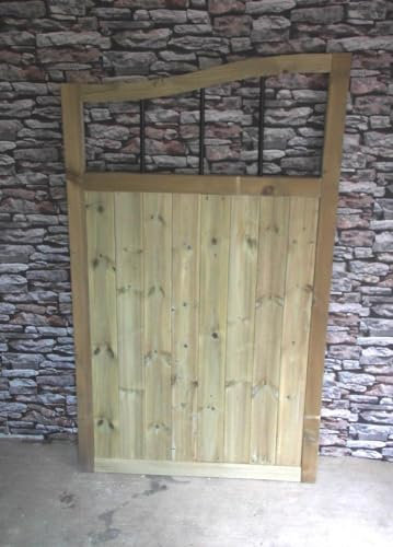 Wooden TVG Swan Neck Garden Gate Pedestrian Gate Wooden Pressure Treated 6ft 180cm, (180cm High x 60cm Wide x 5cm Deep)
