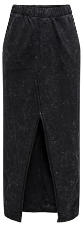 ONLY Damen Onldonna Washed Skirt Ub SWT Rock, Black/Detail:Label Brooklyn, 40