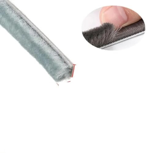 YOLNEY Brosse à joint poilu pour porte et fenêtre, bande coulissante contre les courants d'air, isolation phonique pour joint de porte de studio, ruban de salle de bain 10 m, gris-blanc, 7 x 5-5 m