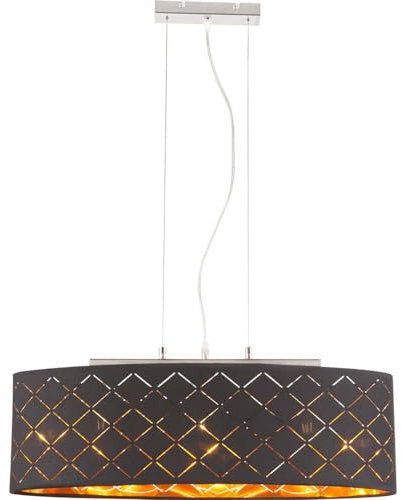 Globo Hängelampe Pendellampe Esstischleuchte Wohnzimmerlampe schwarz gold Stof H 140cm