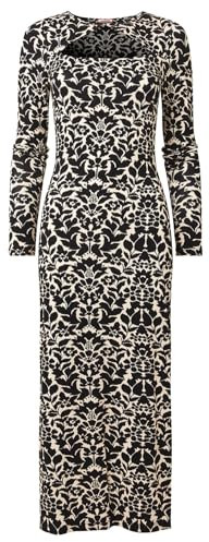 Joe Browns Womens Monochrome Floral Keyhole Cut Out Jersey Midi Dress, Black, 12 UK