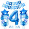 Luftballon 4. Geburtstag Blau - Happy Birthday Folienballon, Riesen Folienballon Zahl 4, Ballon Deko, Geburtstagsdeko Jungen 4 Jahr