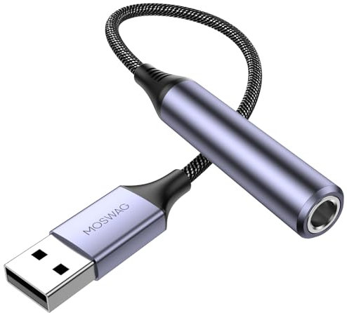 MOSWAG Adaptateur Audio USB vers Jack 6,35mm, Carte Son Externe Compatible Ordinateur, Amplificateur, Haut-Parleur, Casque Femelle