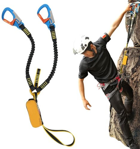 Btstil via ferrata Kit d'escalade, 30 m, avec amortisseur de chute, acier allié, équipement d'escalade, dispositif de sécurité en hauteur (30 kN)