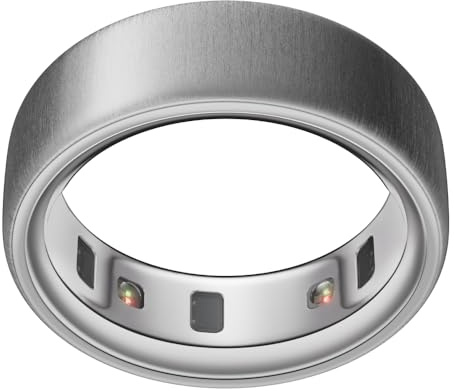 Oura Ring 4 - Gebürstetes Silber - Size 7 - Smart Ring | Measure First with Oura Ring 4 Sizing Kit | Sleep Tracking Wearable - Heart Rate - Fitness Tracker - Up to 8 Days Battery Life
